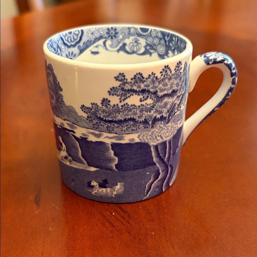Spode Blue and White Porcelain Mug with Scenic Transferware